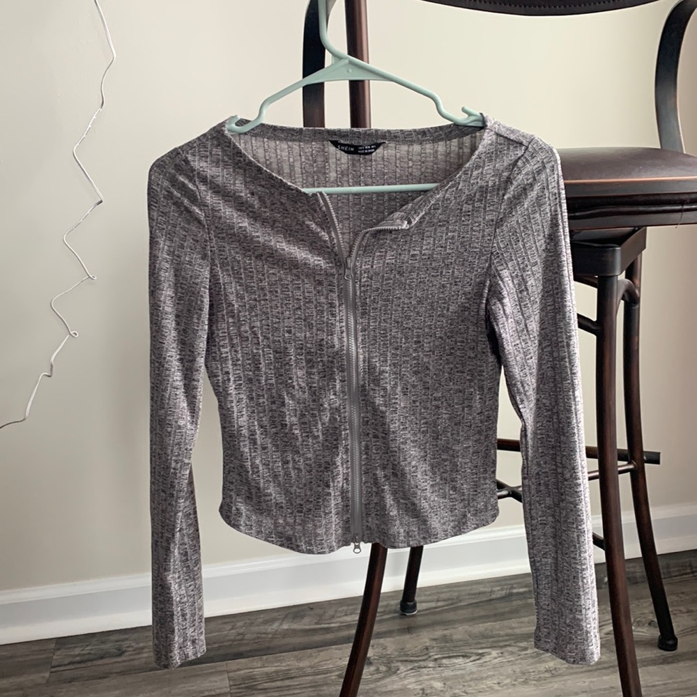 HARDLY WORN zip up grey thin jacket